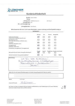 Zügeln Walterswil: Zügel-Feedbacks